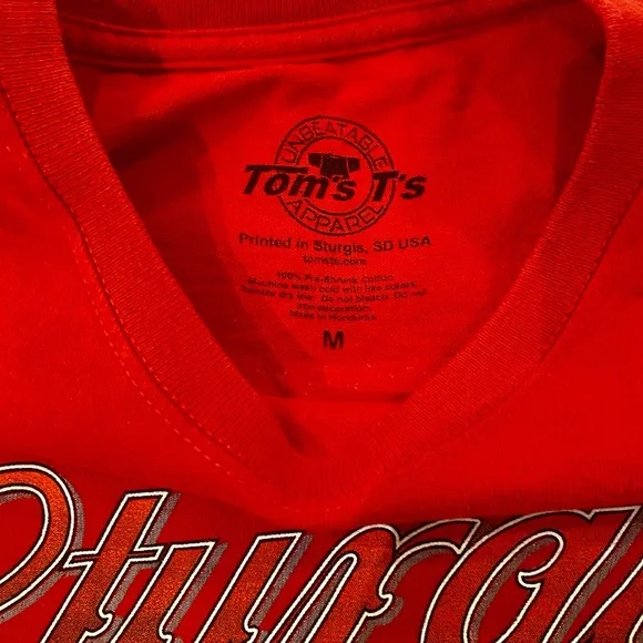 Tom’s T’s Red 75th Annual Sturgis Bike Week  T-Shirt - Picture 3 of 4